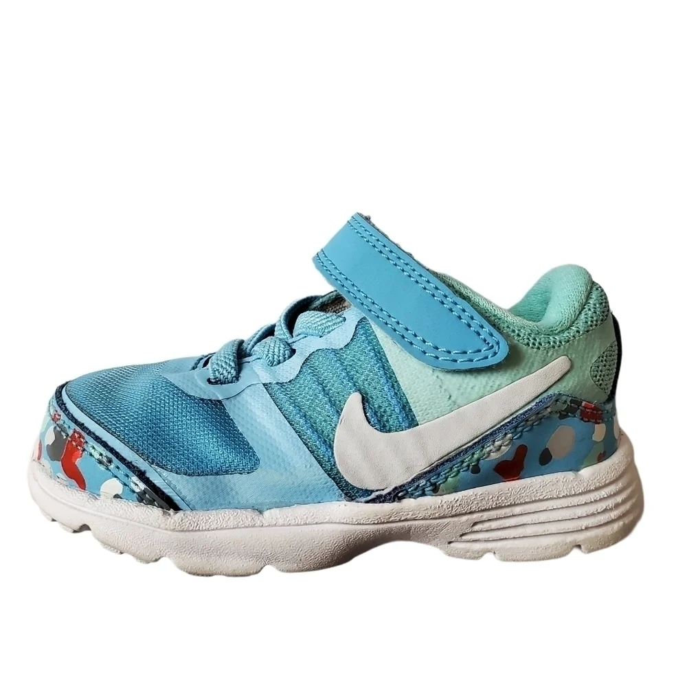 Nike Fusion x TDV Toddler‎ Girl 5 Blue Spot Dot No-Tie Sneaker Shoes